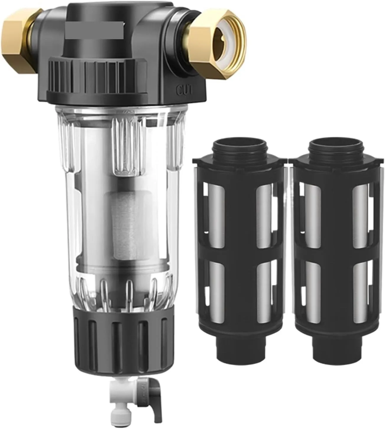 Water Purification Filter Pre Filter Whole House Spin Down Sediment Water Filter Central Prefilter Purifier Backwash Stainless Steel Mesh(Host and 1x Filter)