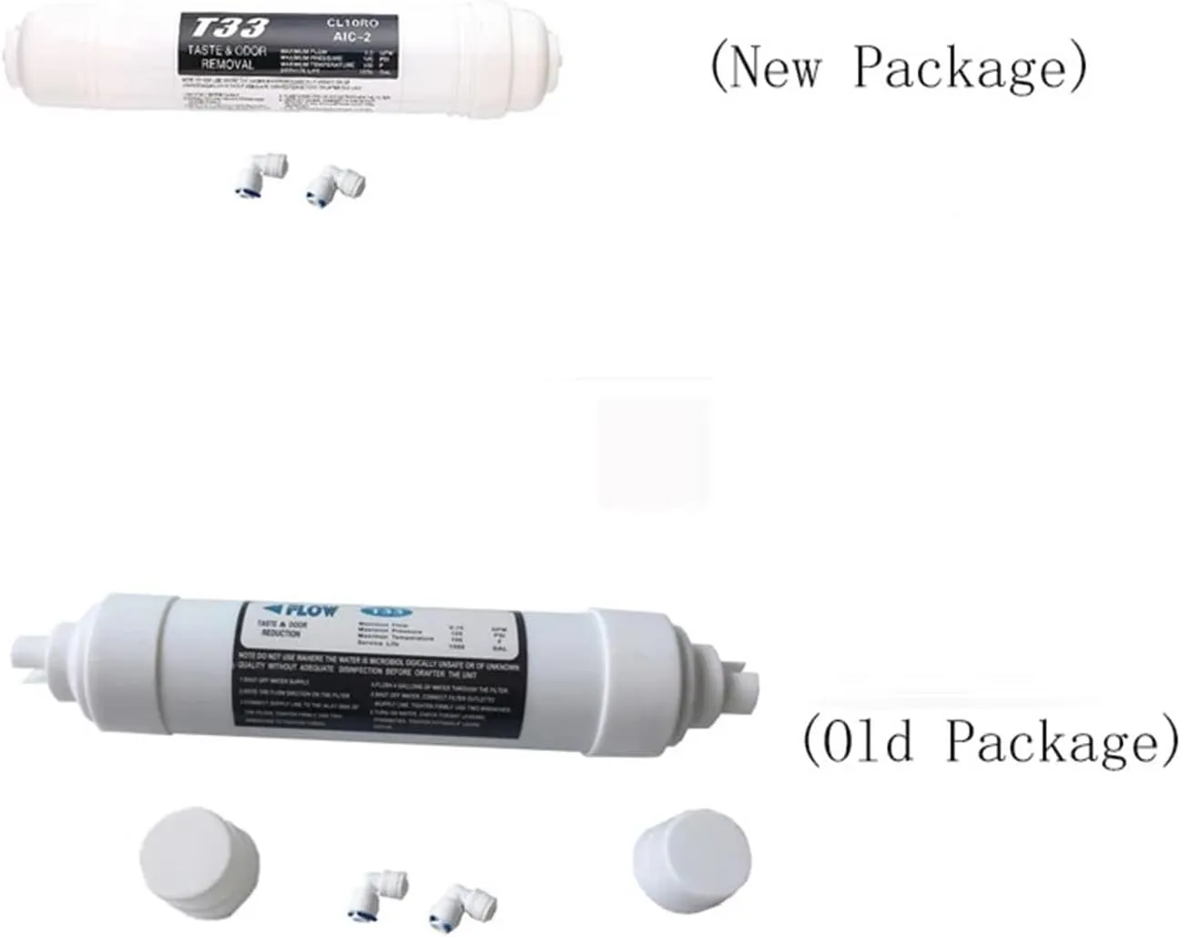 Water Purification Filter Quick Connect 10 Inch T33 with 2pcs Fitting Water Purifier Carbon Post Cartridge Reverse Osmosis(Updated1)