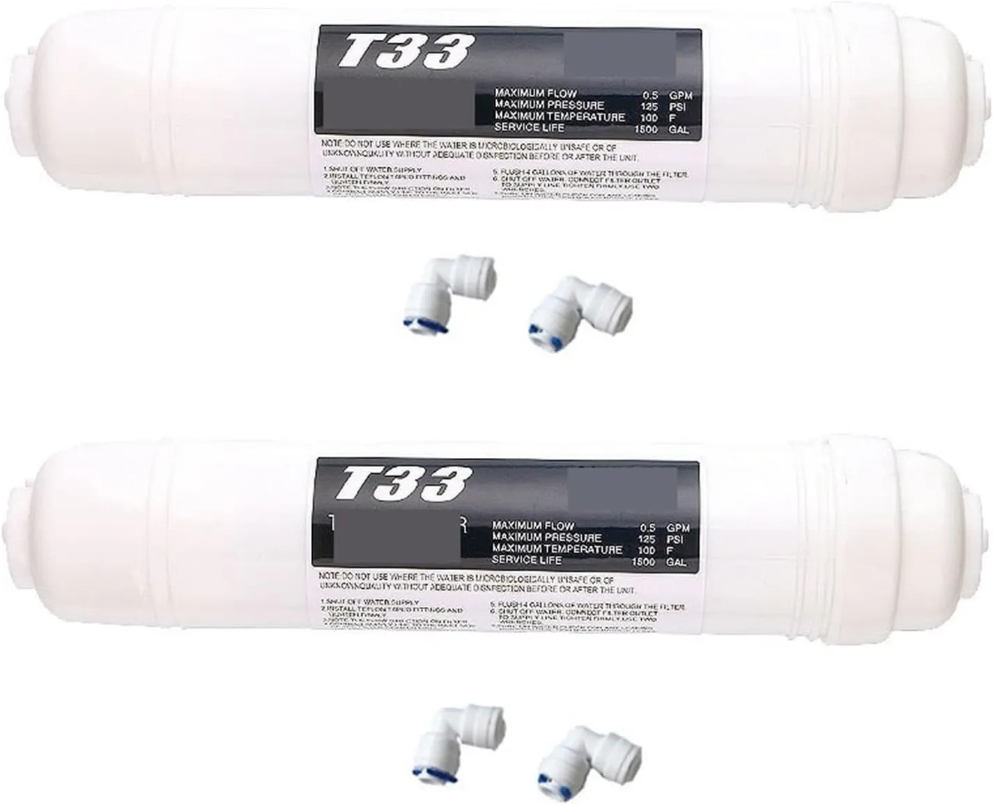Water Purification Filter Quick Connect 10 Inch T33 with 2pcs Fitting Water Purifier Carbon Post(Updated2)