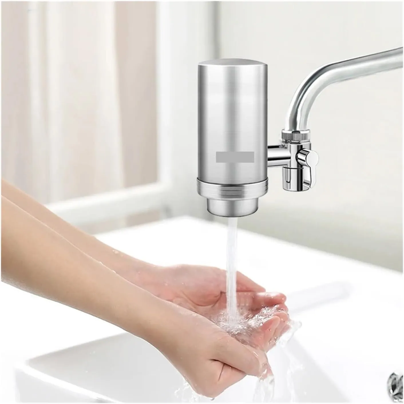 Water Purification Filter Stainless Steel Kitchen Tap Filter Water Purifier Faucet Composite Activated Carbon Household Drinking Filtration Home(WHT-F202)