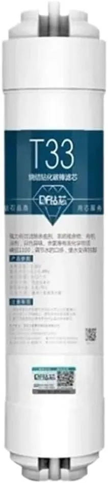 Water Purification Filter Universal 2 Points Quick Connector Water Filter Cartridge,One-Piece T33 High-end Post-Activated Carbon Filter(Samll T33)
