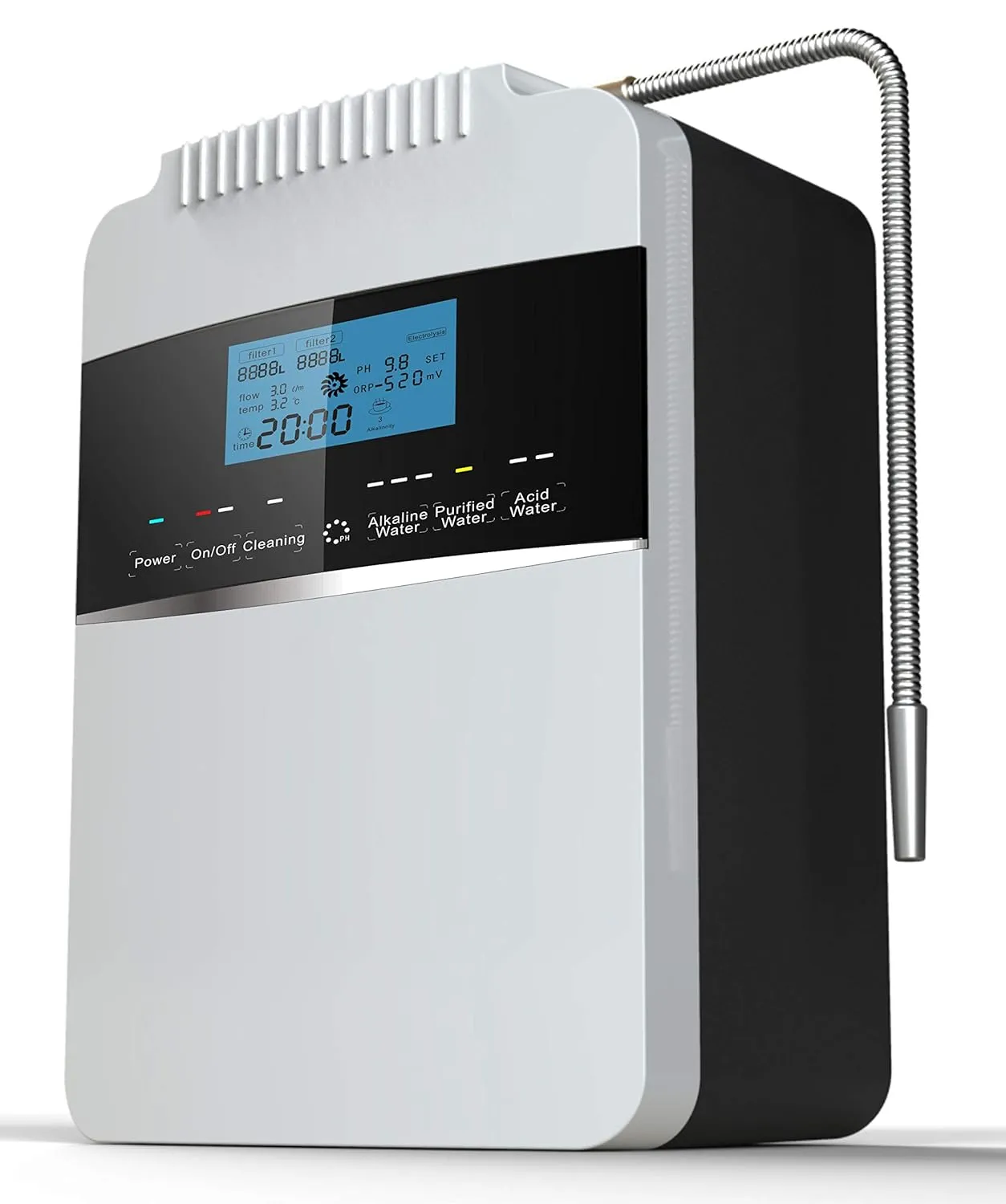 Water Purifier Machine Water Ionizer ORP 500 to -800 PH 2.5-11.2 Alkaline Acid Water Best Home Alkaline Water Filtration System/Instant heating58-136.4 °F/12,000 Liters Per Filter / 7 Water Settings