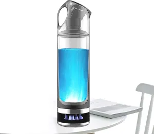 Water Purifiers, Hydrogen Water Bottle Hydrogen Water Ionizer Generator Portable H2 Maker LCD Liquid Crystal Display Hydrogen-Rich Glass Water Pitcher USB Charging 300Ml