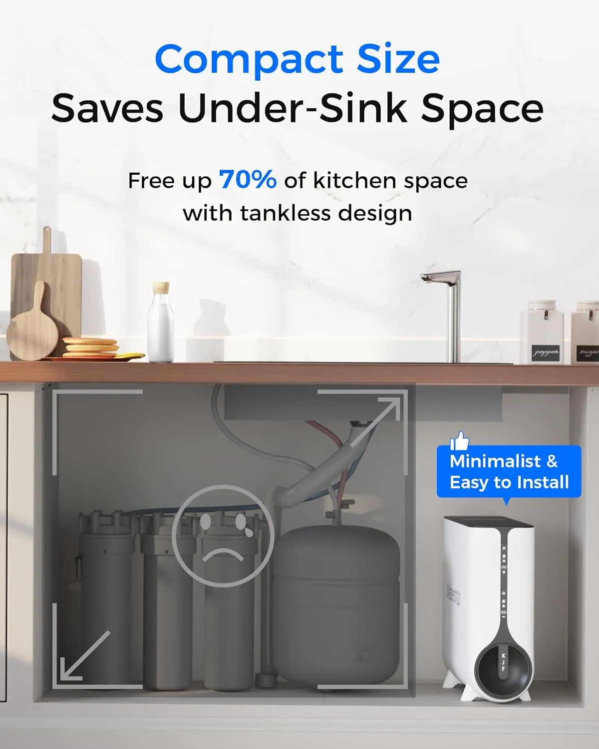 Waterdrop Reverse Osmosis System, Instant Hot Water Dispenser, 600 GPD, Reduce PFAS, Tankless, 2:1 Pure to Drain, Under Sink, TDS Reduction, Smart LED Faucet, Hot and Cold Water Dispenser Faucet