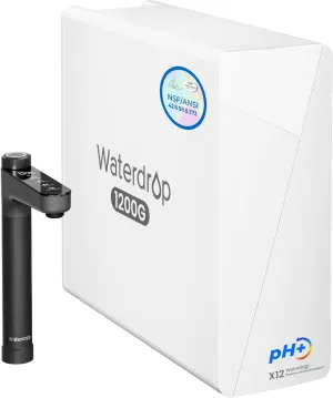 Waterdrop X12-Alkaline Mineral pH  Tankless Reverse Osmosis System, NSF/ANSI 42&58&372 Certified, 1200 GPD RO Water Filter System, 11-Stage Filtration, 3:1 Pure to Drain, UnderSink, Black Faucet