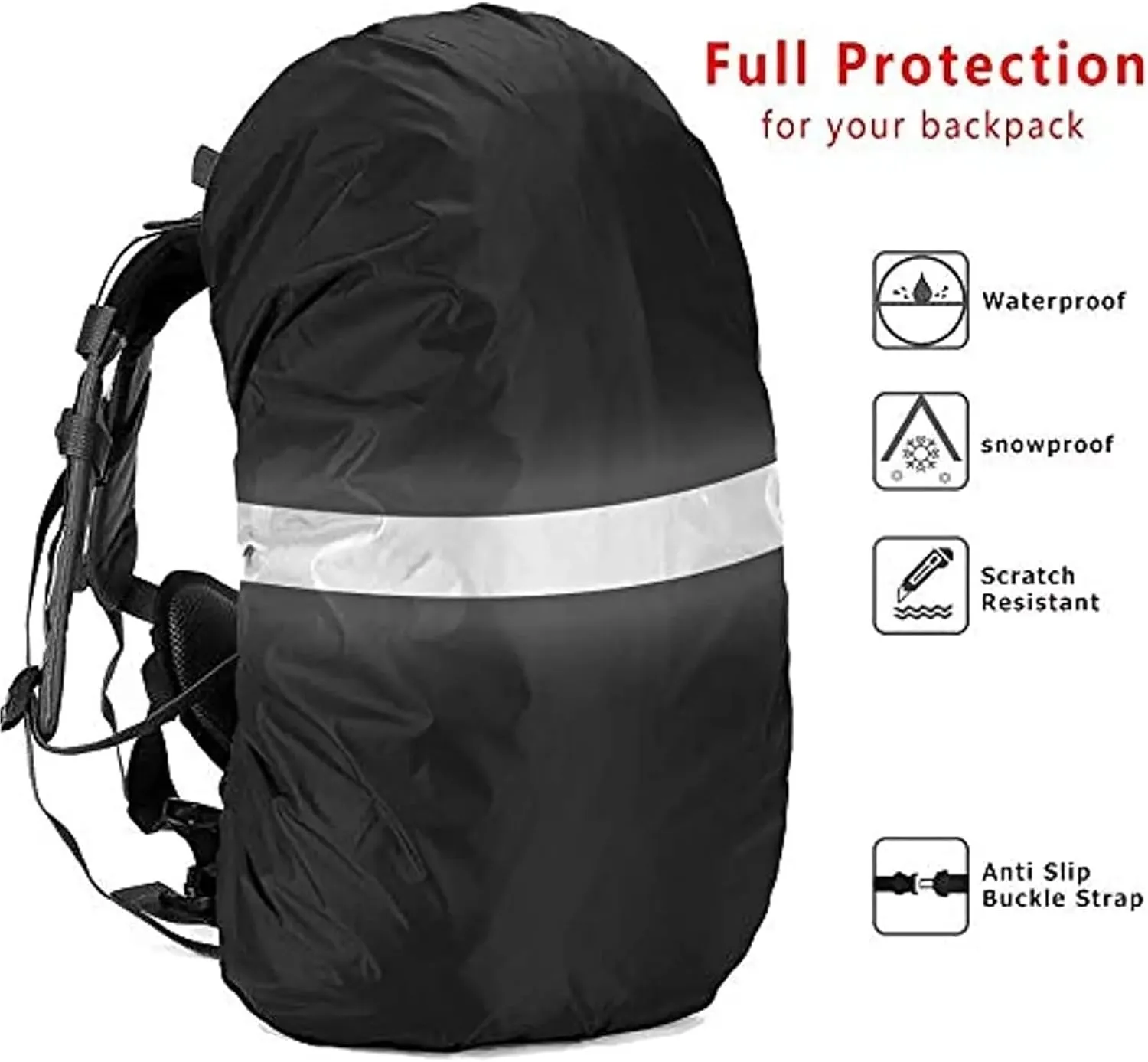 Waterproof Backpack Rain Cover 2pcs Waterproof Backpack Rain Cover Reflective with Strap Rucksack Cover Cross Buckle Hiking Camping Cycling for Hiking，Camping(Orange S(30-40L))