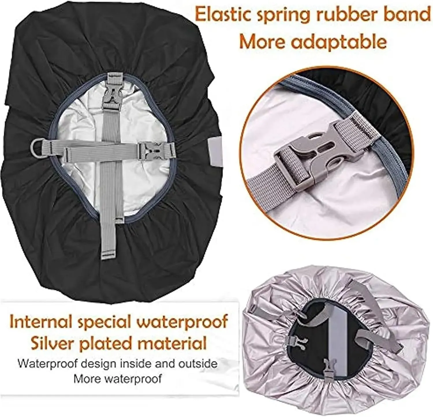 Waterproof Backpack Rain Cover 2pcs Waterproof Backpack Rain Cover Reflective with Strap Rucksack Cover Cross Buckle Hiking Camping Cycling for Hiking，Camping(Orange S(30-40L))