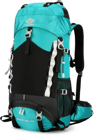 Waterproof Hiking Backpack Camping Travel Daypack with Rain Cover for Camping Hiking Travel,waterproof backpack 60L(Light Green)