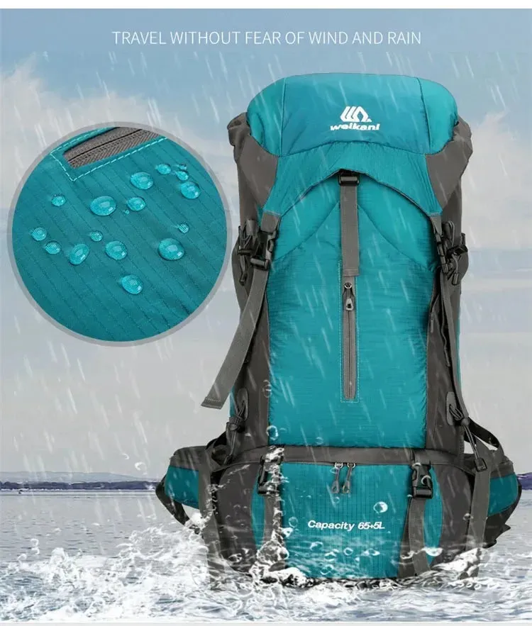 Waterproof Nylon Bag Camping Travel Backpack With Rain Cover Outdoor Hiking Mountaineering Men Shoulder Climbing Traveling Bags