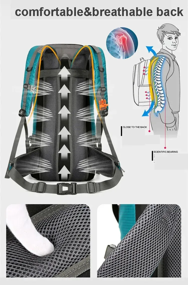 Waterproof Nylon Bag Camping Travel Backpack With Rain Cover Outdoor Hiking Mountaineering Men Shoulder Climbing Traveling Bags