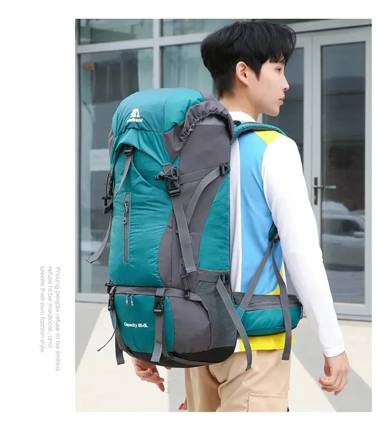 Waterproof Nylon Bag Camping Travel Backpack With Rain Cover Outdoor Hiking Mountaineering Men Shoulder Climbing Traveling Bags
