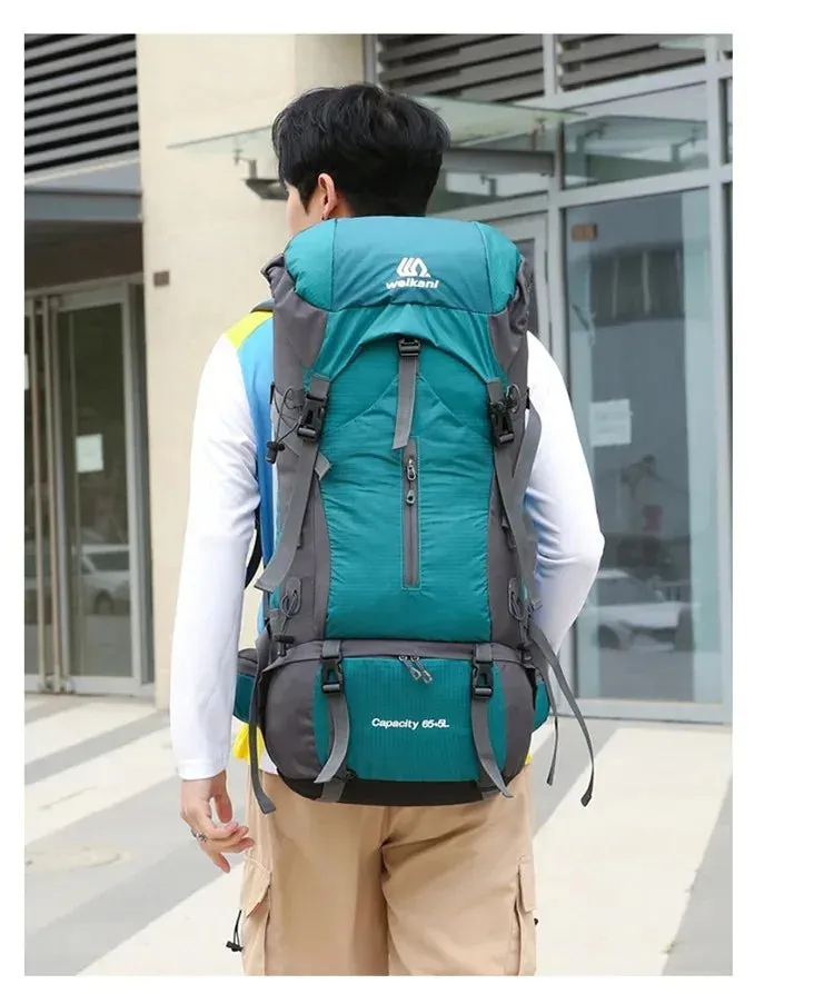 Waterproof Nylon Bag Camping Travel Backpack With Rain Cover Outdoor Hiking Mountaineering Men Shoulder Climbing Traveling Bags