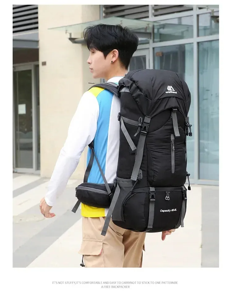 Waterproof Nylon Bag Camping Travel Backpack With Rain Cover Outdoor Hiking Mountaineering Men Shoulder Climbing Traveling Bags