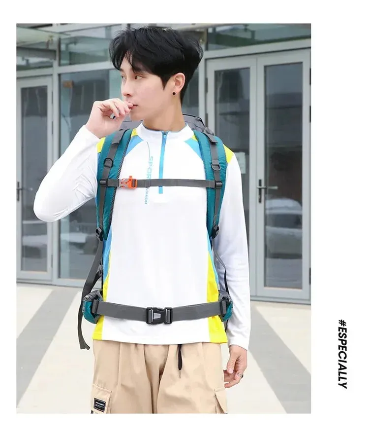 Waterproof Nylon Bag Camping Travel Backpack With Rain Cover Outdoor Hiking Mountaineering Men Shoulder Climbing Traveling Bags