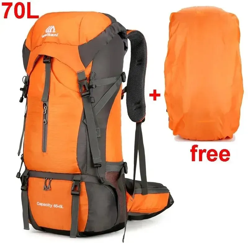 Waterproof Nylon Bag Camping Travel Backpack With Rain Cover Outdoor Hiking Mountaineering Men Shoulder Climbing Traveling Bags