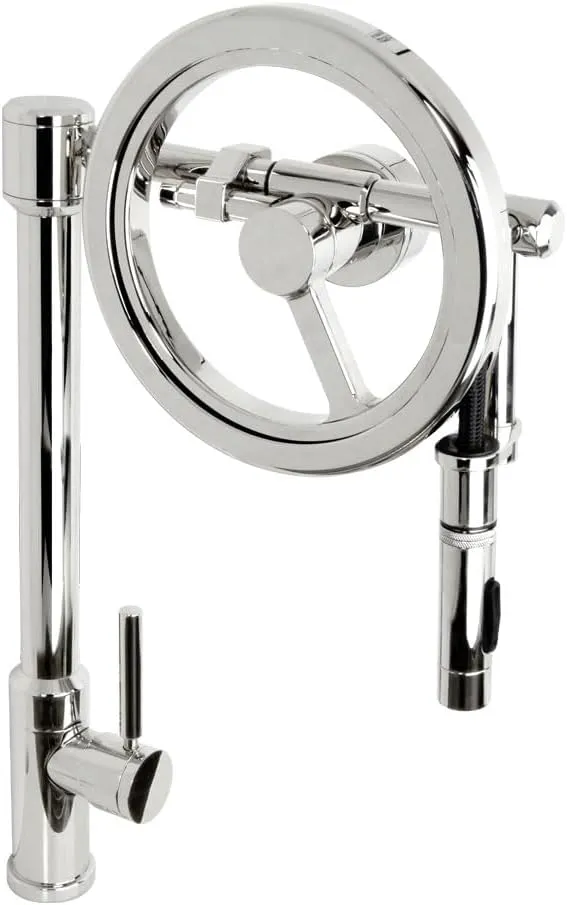 Waterstone 5125-AP Endeavor Wheel Pulldown Faucet Toggle Sprayer Antique Pewter