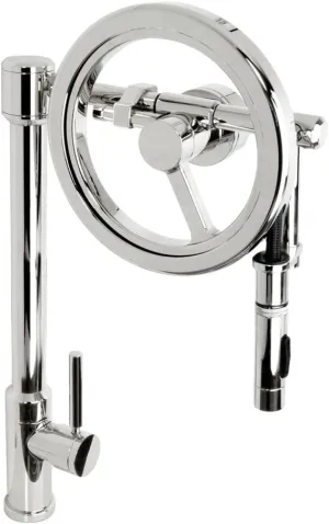 Waterstone 5125-AP Endeavor Wheel Pulldown Faucet Toggle Sprayer Antique Pewter