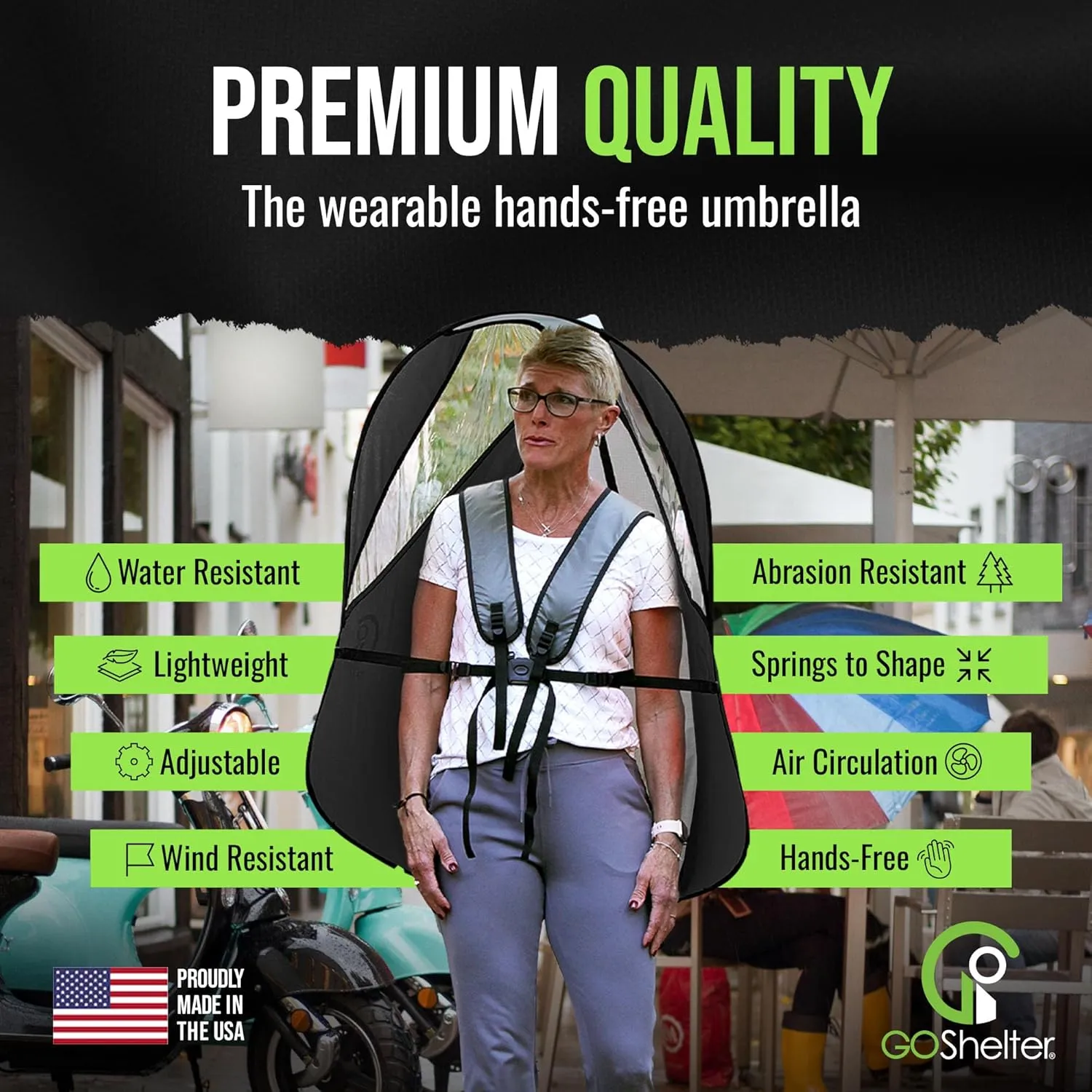 Wearable Umbrella Hands Free Umbrella for Adults, Umbrella Backpack Wearable Shade Backpack Canopy, Wearable Canopy - Made in USA