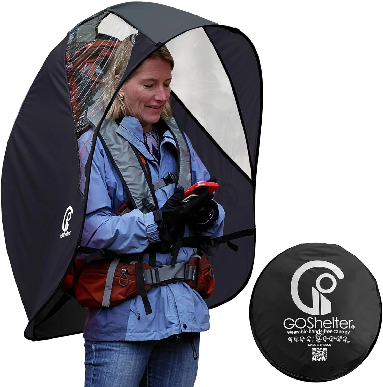 Wearable Umbrella Hands Free Umbrella for Adults, Umbrella Backpack Wearable Shade Backpack Canopy, Wearable Canopy - Made in USA