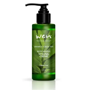WEN by Chaz Dean Styling Creme - Styling Cream, Hair Straightener Cream for Frizzy Hair, Anti Frizz Hair Product for Styling Wavy, Curly, Straight Hair, for Men & Women - Bamboo Green Tea, 6 Fl Oz