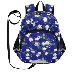 White Blossom Foliage Toddler Harness Backpack for Boys Girls 3-6 Years Kids Backpack with Anti Lost Safety Leash Baby Harness Bookbag for Travel Preschool Walking