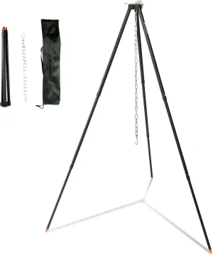 Whitsunday Camping Tripod, Adjustable Portable Campfire Stand, Cooking Hanging for Outdoor Camping Campfire Cooking
