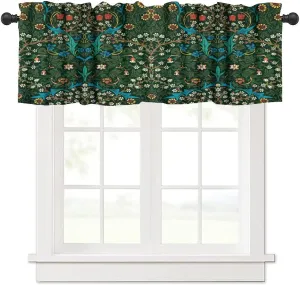 William Morris Kitchen Valance Curtain,Boho Retro Flower Floral Printed Small Window Treatments for Kitchen Living Room Bathroom Cafe Decor Rod Pocket Vintage Valances 54x18 Inch, 1 Panel