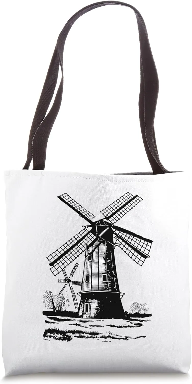 Windmill Shirt Dutch Windmill Line Drawing Tote Bag