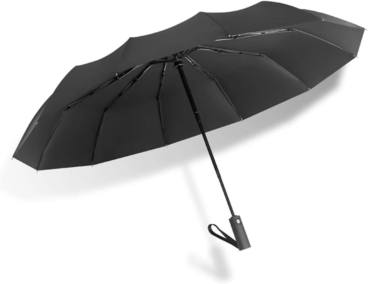 Windproof Travel Umbrella - Automatic, Strong Steel Shaft, Folding and Portable - Backpack, Car, Purse Umbrellas for Rain