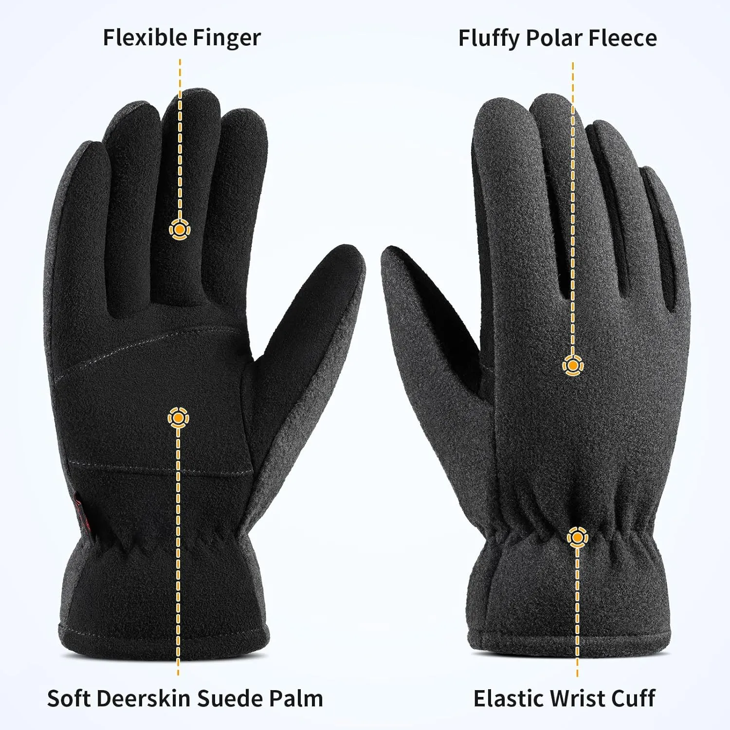 Winter Gloves for Men Women: -20°F Thermal Warm Deerskin Polar Fleece Cotton Glove