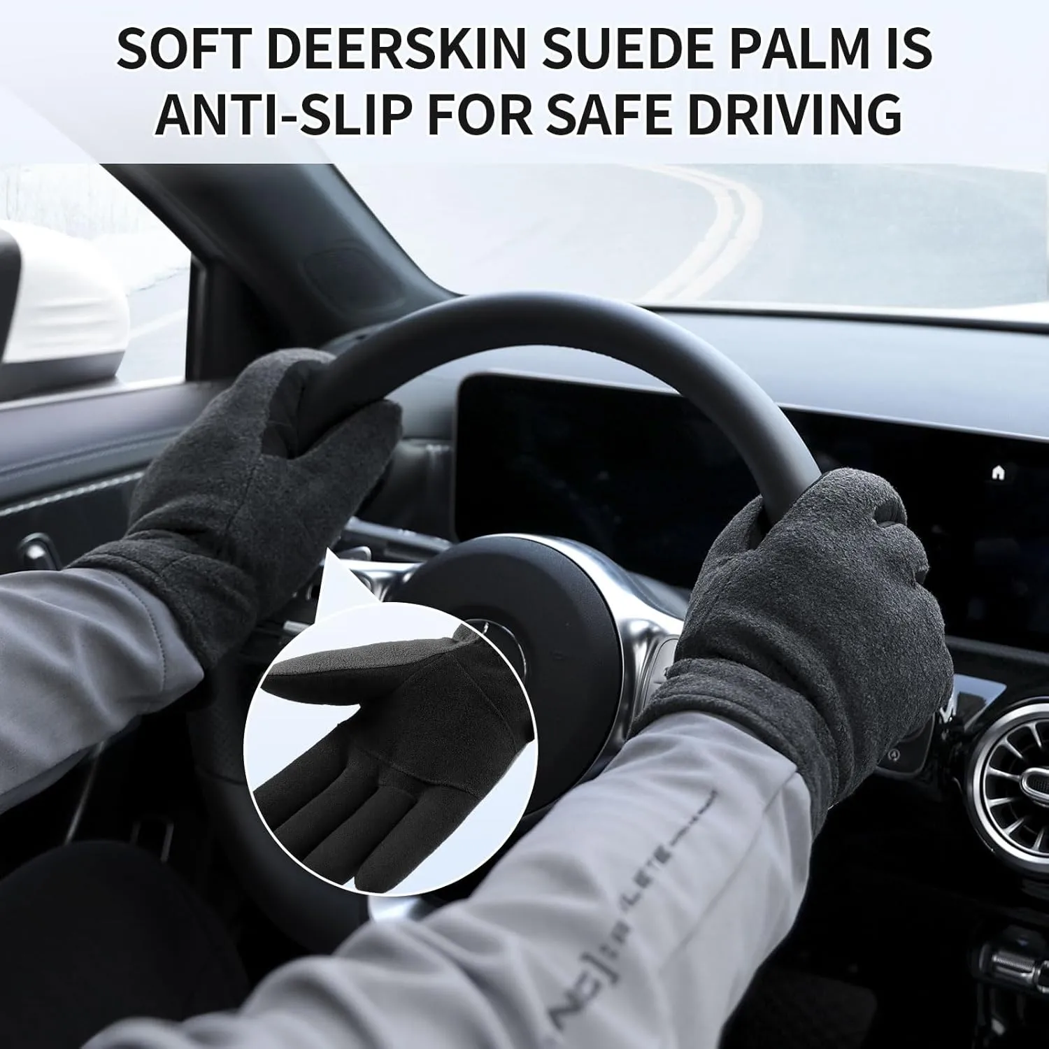 Winter Gloves for Men Women: -20°F Thermal Warm Deerskin Polar Fleece Cotton Glove
