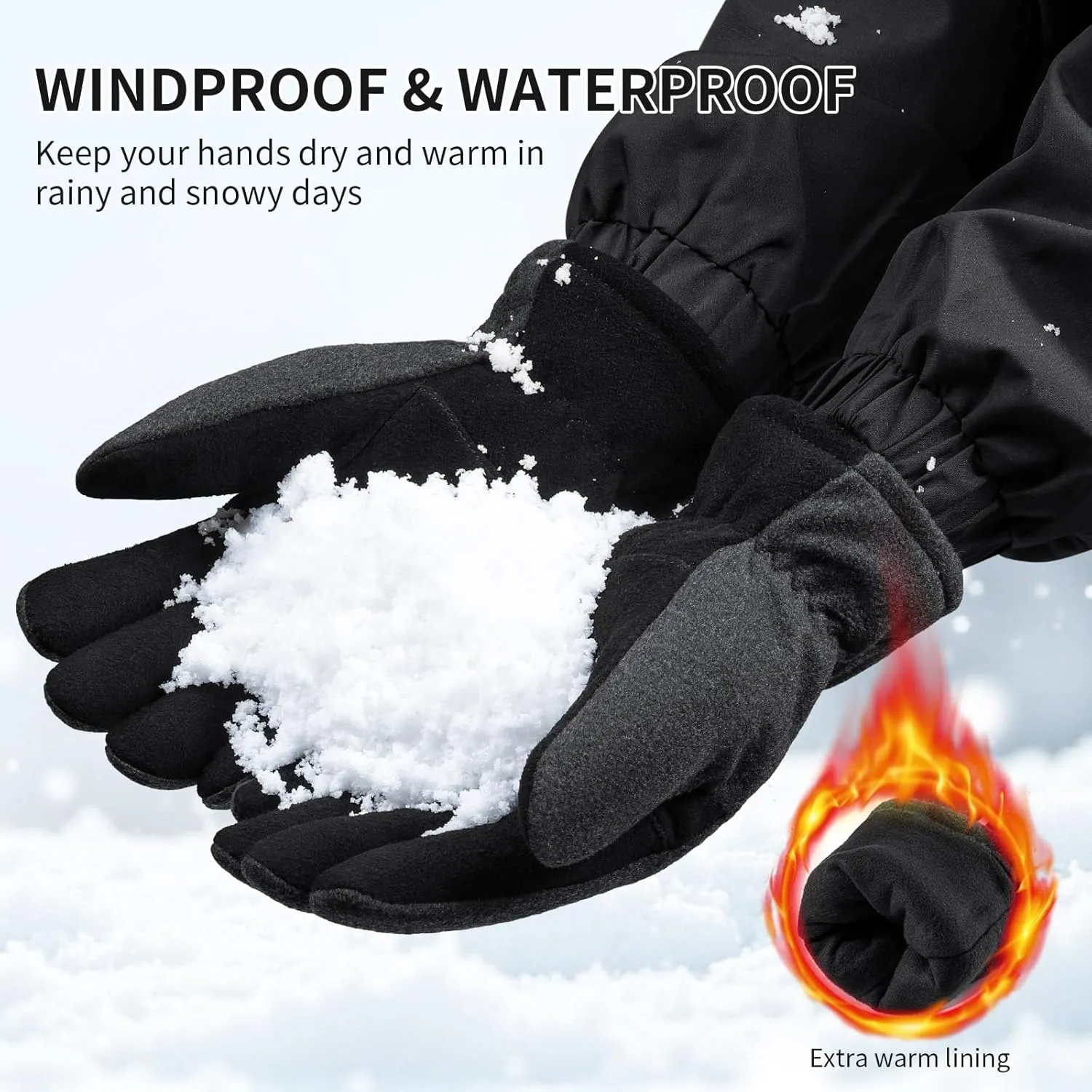 Winter Gloves for Men Women: -20°F Thermal Warm Deerskin Polar Fleece Cotton Glove