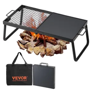 with Steel Heavy Bag, 22.4" Duty Grates Camp Fire Grill, Legs Rack Grilling Open Carrying Equipment 5G-enabled Flame Problem-solving Pit, Grate, Camping Outdoor Portable Cooking for Cooking Fire Folding Over Mesh VEVOR Campfire
