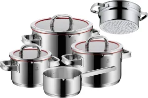 WMF 760066380 Function 4 Cookware Set with Steamer Insert, Stainless Steel, Transparent, 20 cm, 5 Units