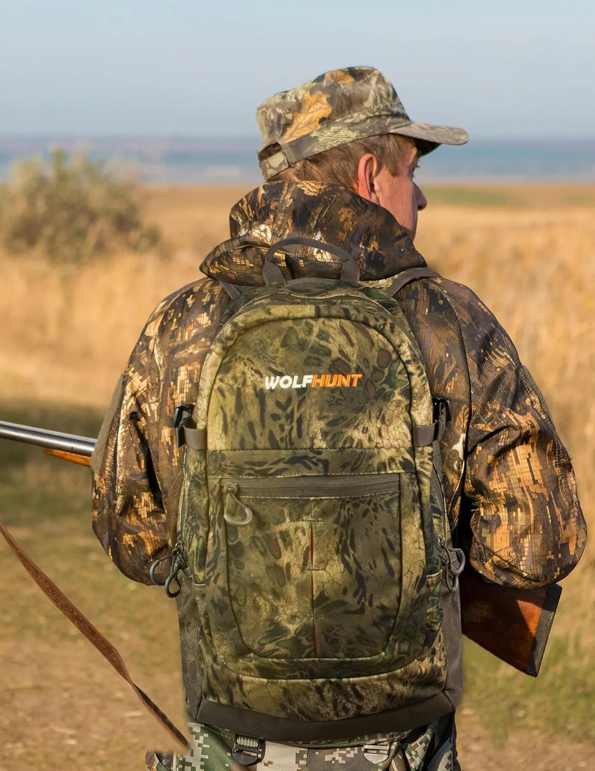 WOLFHUNT Hunting Backpack for Men, Medium Camouflage Hunting Pack Hiking Day Pack for Hiking, Fishing, Shooting, 24 L,Prym1 Woodlands