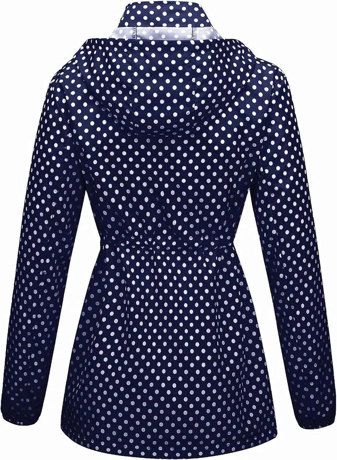 Women-Rain Jacket-Hood Waterproof-Lightweight Windbreak-Packable — Cute RainCoats Travel Polka Dot Ladies With Pouch