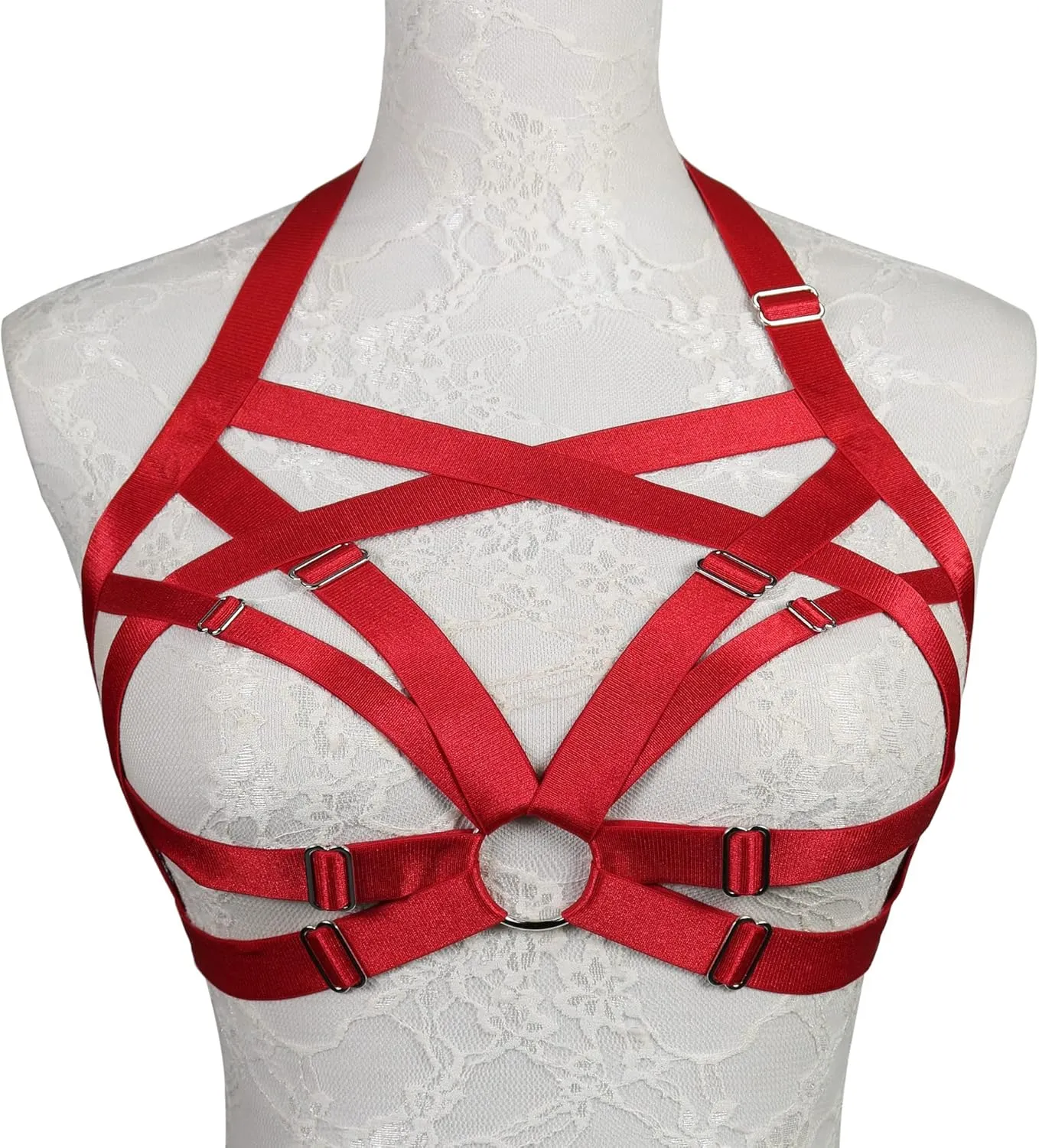 Womens Balconette Womens Bra Elastic Cupless Cage Bra Strappy Hollow Out
