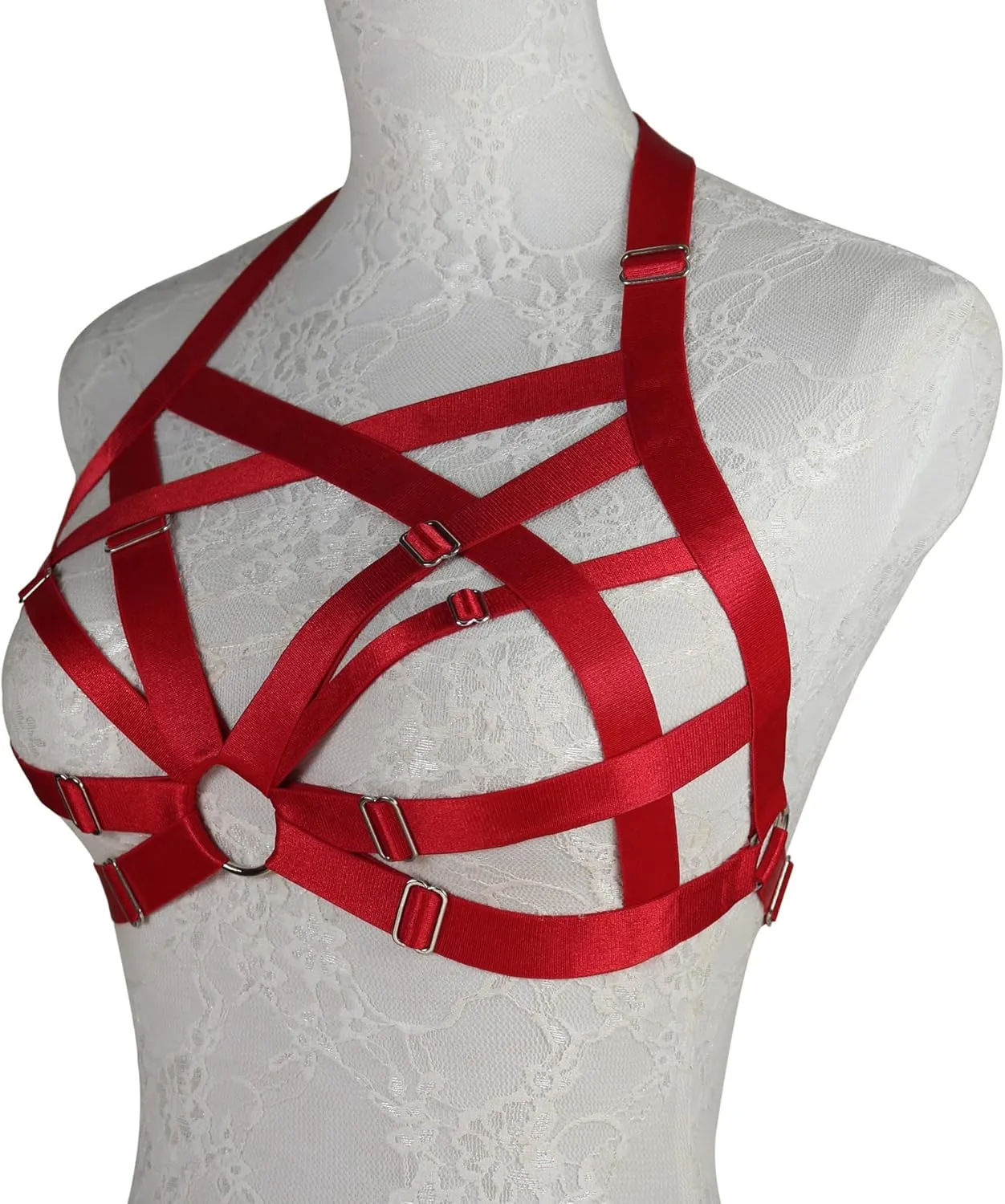Womens Balconette Womens Bra Elastic Cupless Cage Bra Strappy Hollow Out