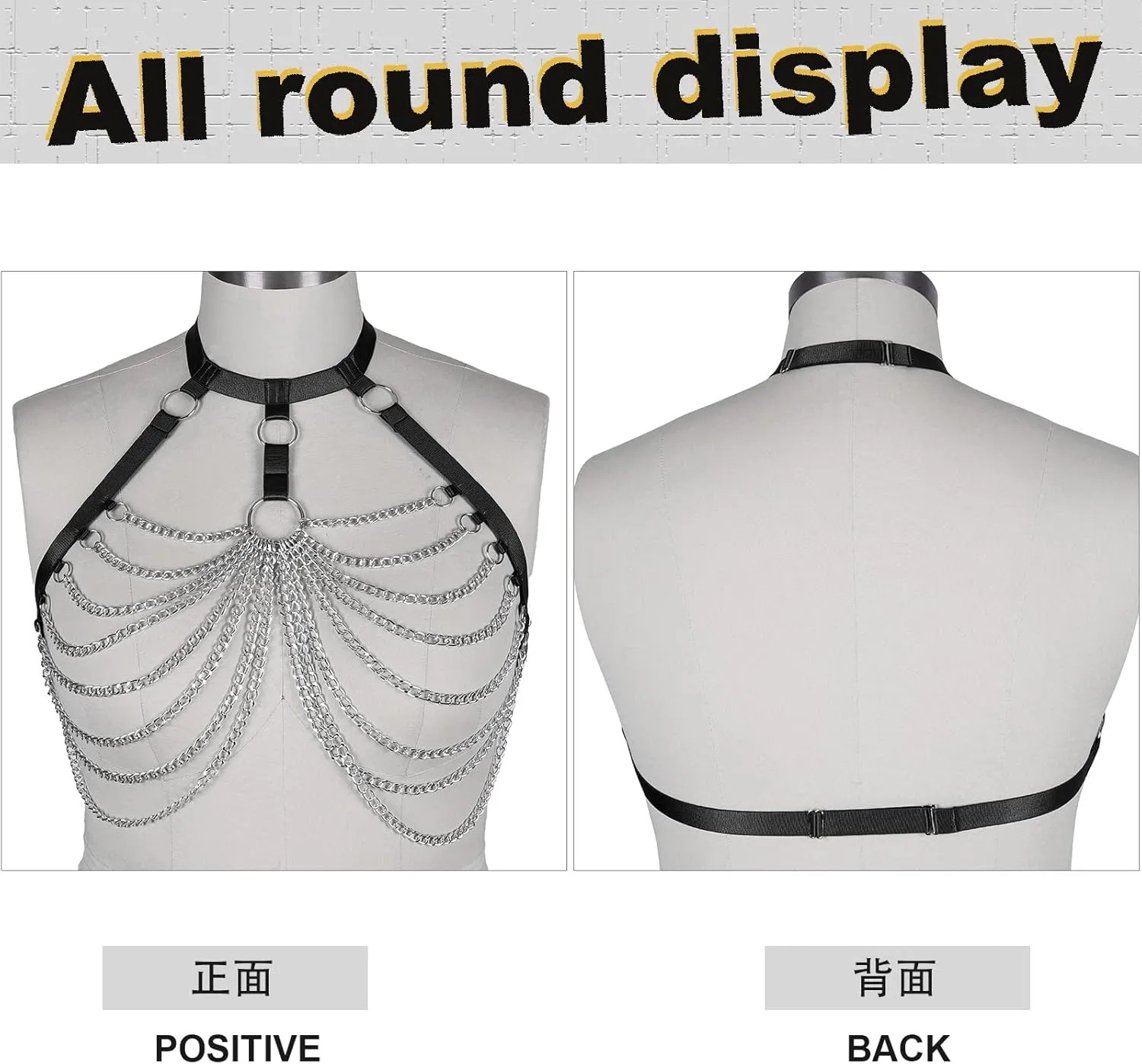 Women's Breast Body Harness Bra Plus Size Waist Cage Metal Chain Bra Gothic Christmas Carnival Halloween Dance Costume