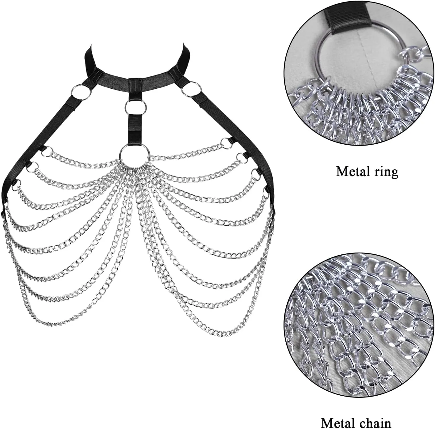 Women's Breast Body Harness Bra Plus Size Waist Cage Metal Chain Bra Gothic Christmas Carnival Halloween Dance Costume