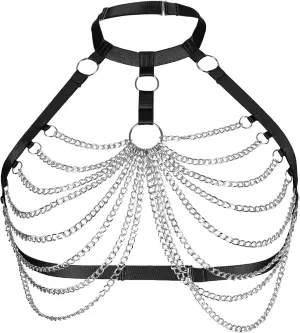 Women's Breast Body Harness Bra Plus Size Waist Cage Metal Chain Bra Gothic Christmas Carnival Halloween Dance Costume