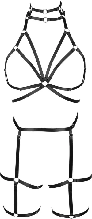 Women's Full Body Harness Bra Garter Belt Lingerie cage Set Chest Strap Gothic Punk Festival Rave Plus Size