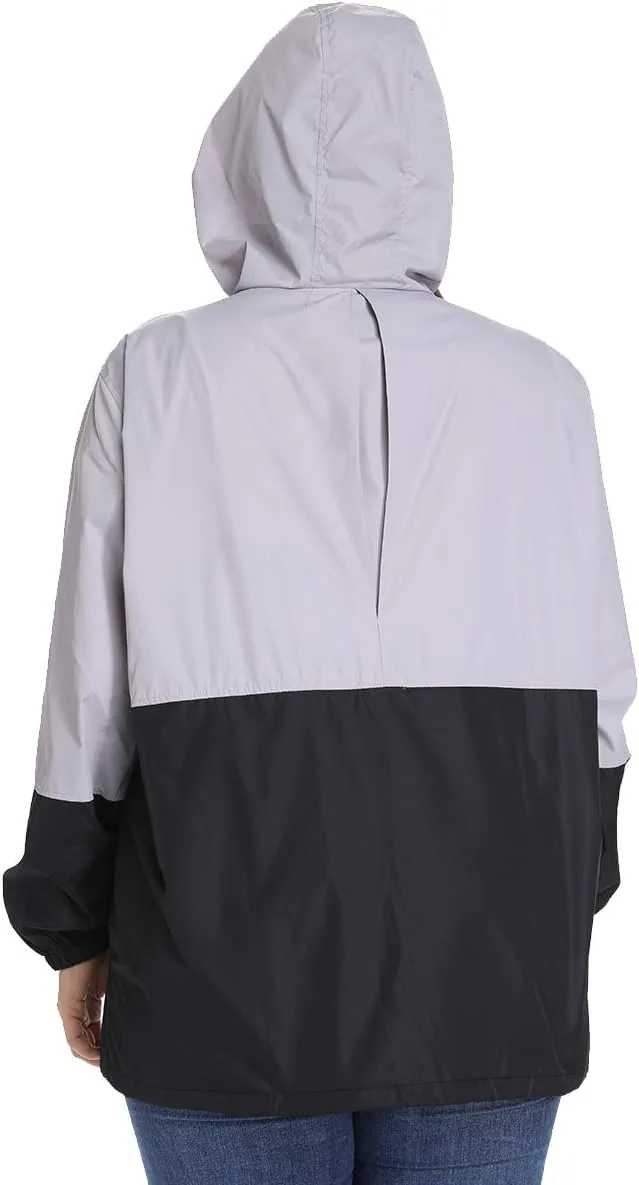 Women's Plus Size Rain Jacket Lightweight Hooded Rain Coat Windbreaker