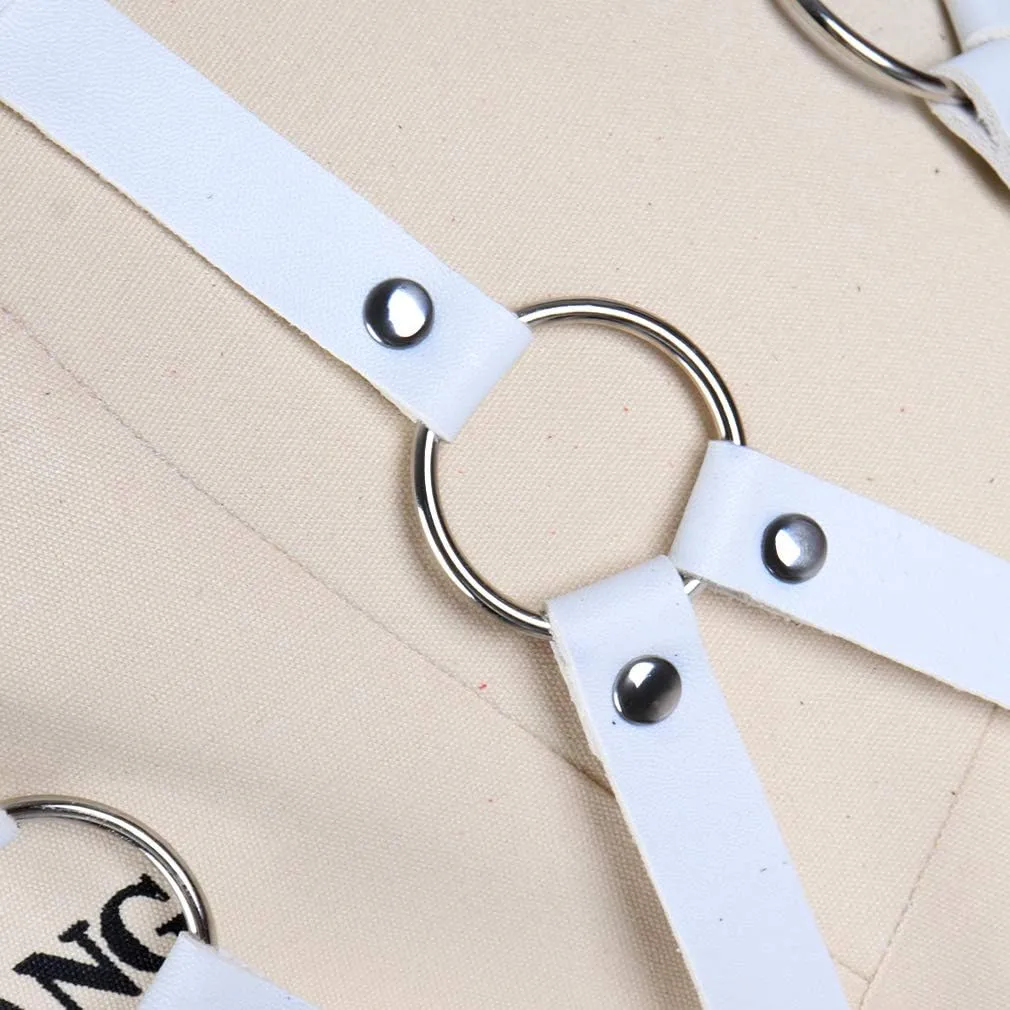 Women's PU Leather Harness Skirt Punk Gothic Adjustable Belt Hollow Body Harness cage Carnival Dance Costume Accessories