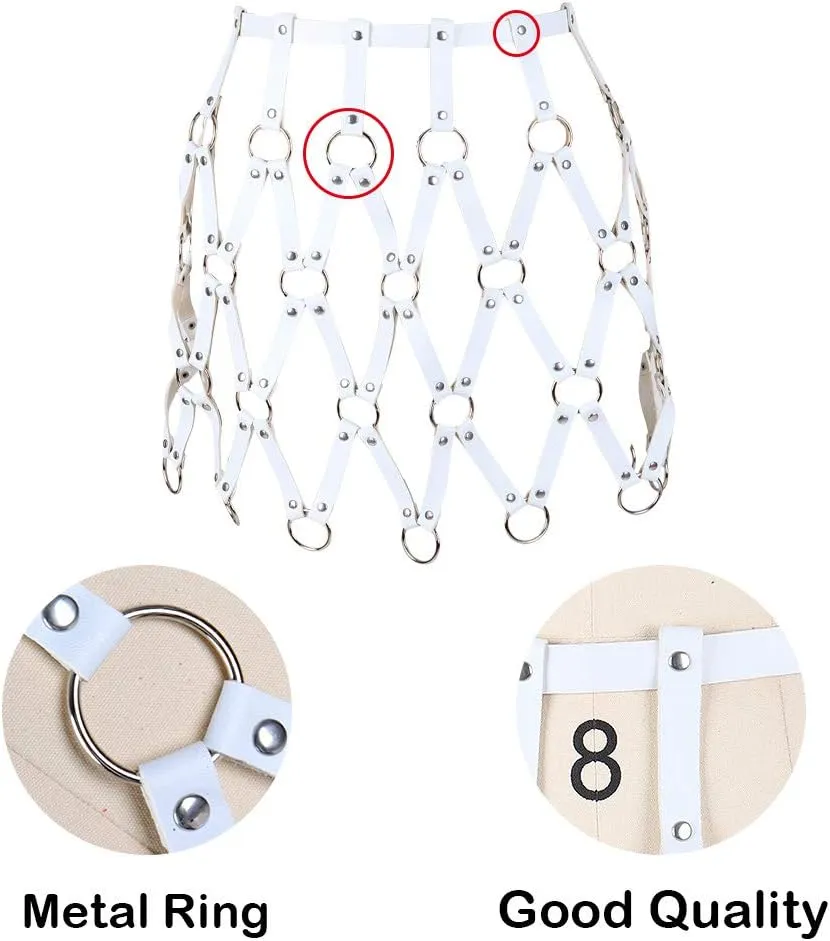 Women's PU Leather Harness Skirt Punk Gothic Adjustable Belt Hollow Body Harness cage Carnival Dance Costume Accessories