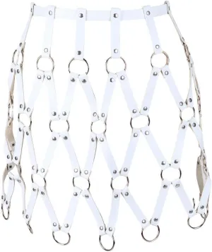 Women's PU Leather Harness Skirt Punk Gothic Adjustable Belt Hollow Body Harness cage Carnival Dance Costume Accessories
