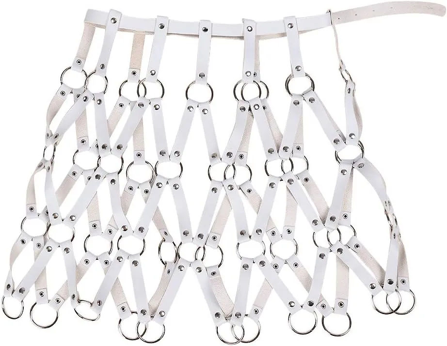 Women's PU Leather Harness Skirt Punk Gothic Adjustable Belt Hollow Body Harness cage Carnival Dance Costume Accessories