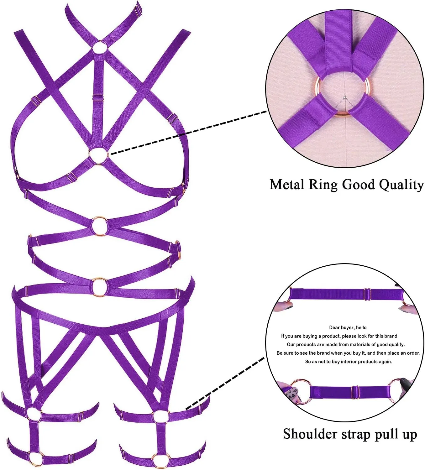Women's Punk Cut Out Harness Body Cage Bra Full Strappy Lingerie Set Plus Size Garter Belts Goth Halloween Dance Rave