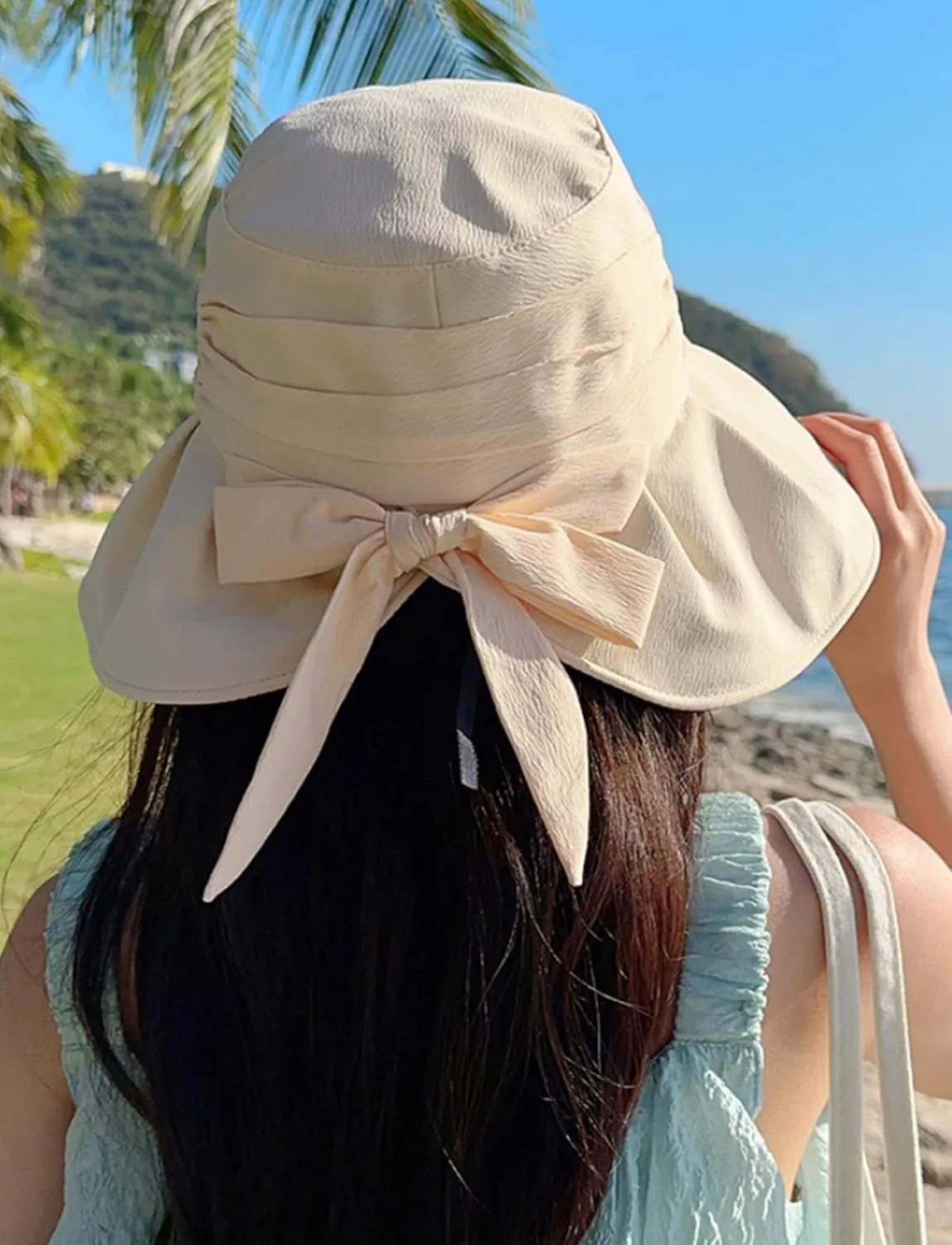 Women's Sun Hat Wide Brim Beach Sun Protection Bucket Hat for Summer Fishing Cap Gardening