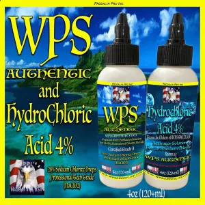 WPS Authentic 4oz 120ml and Hydrochloric Acid 4% Chlorine Dioxide Kit Water Purification Drops.
